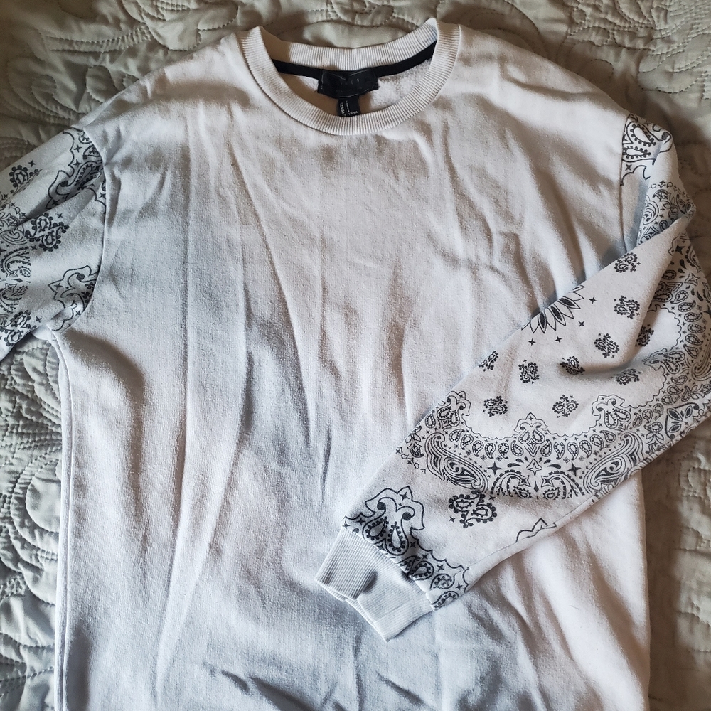 White Bandana Print Crewneck
